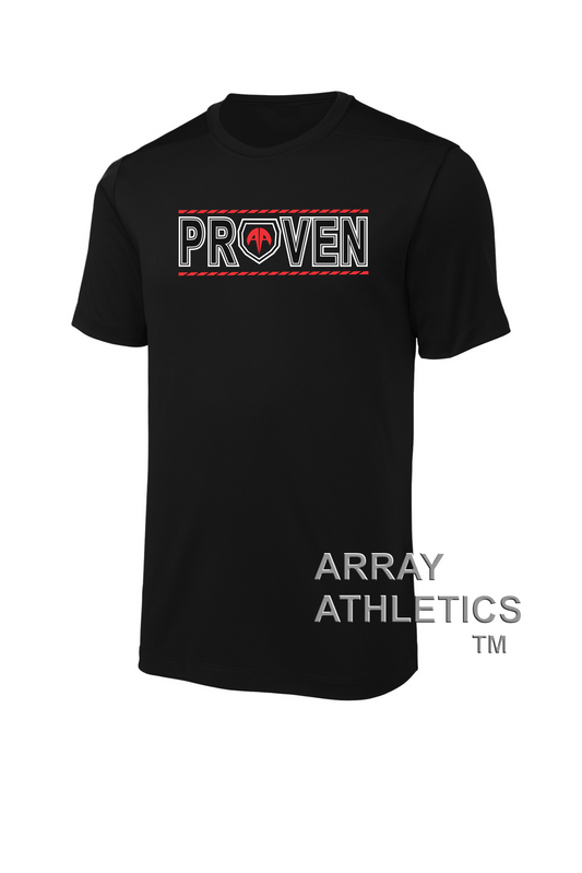 The "PROVEN WAY" RED; UPF 50 Performance Tee, Black: MENS