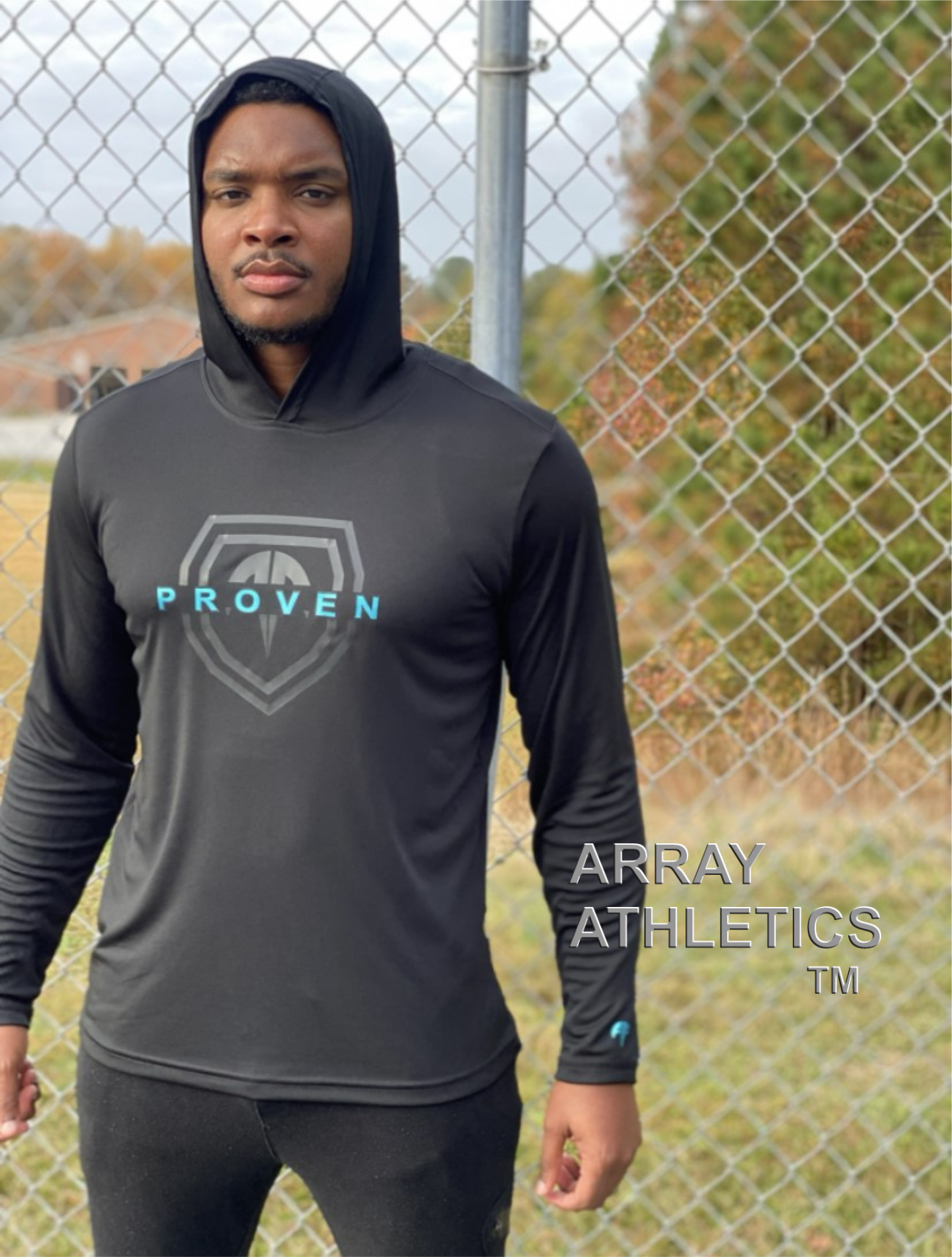"PROVEN", LIGHT IT UP, Workout HOODIE; BLACK